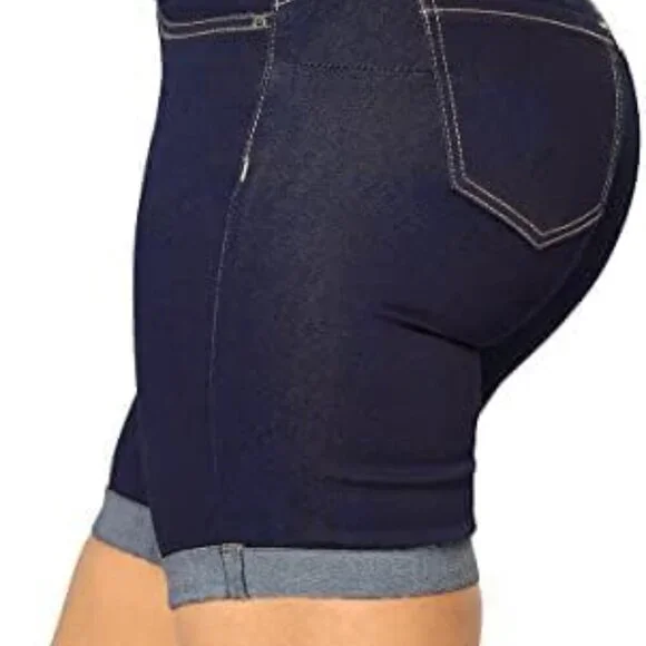 Women's Mid Rise Skinny Butt Lifting Stretchy Bermuda Jeans Shorts